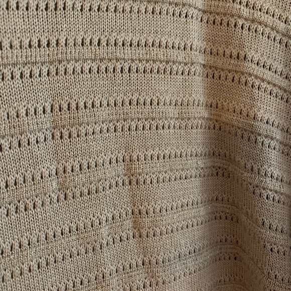 apt 9 sweater shoulder cut outs short sleeve top, tan and gold sparkles, size S - Picture 2 of 4
